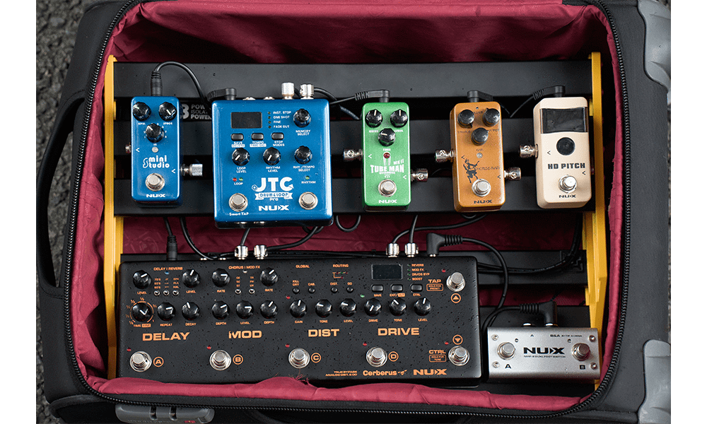 Effect pedals on pedal board Effect pedals on pedal board