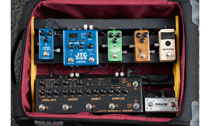 Effect pedals on pedal board