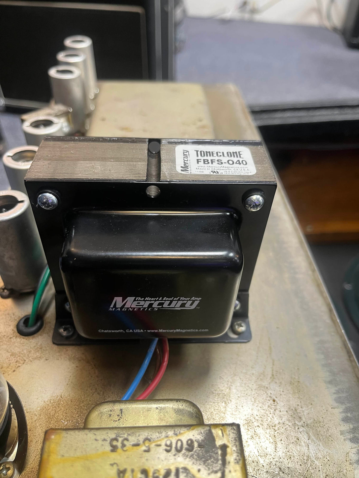 A 1965 Fender Super Reverb - Black Panel from Guitars on Main is equipped with a Mercury Magnetics FBF5-040 transformer and wired for genuine vintage tone; available for local pickup.