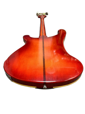 Rear view of a 1978 Rickenbacker 4001 Bass — Fireglo (Serial RL7346) w/OHSC, highlighting the neck and body in classic vintage style, photographed from the bottom.