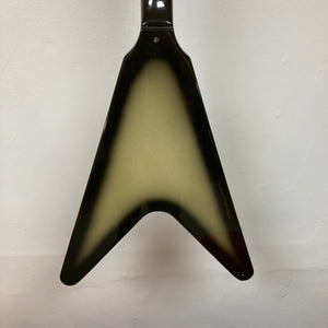1979 Gibson Flying V Silverburst guitar with minor blemishes, showcased with its original protective case.