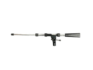 The Atlas Sound PB11XCH PRO Microphone Stand Boom by Atlas Sound features a metal telescopic boom arm with adjustable clamps and a black mounting bracket, making it ideal for close-proximity miking applications; shown isolated on a white background.