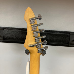 ARIA PRO II STG-02-3C electric guitar with silver knobs, showcasing a versatile Humbucker-Single-Single pickup configuration and Floyd Rose tremolo for diverse tonal possibilities.