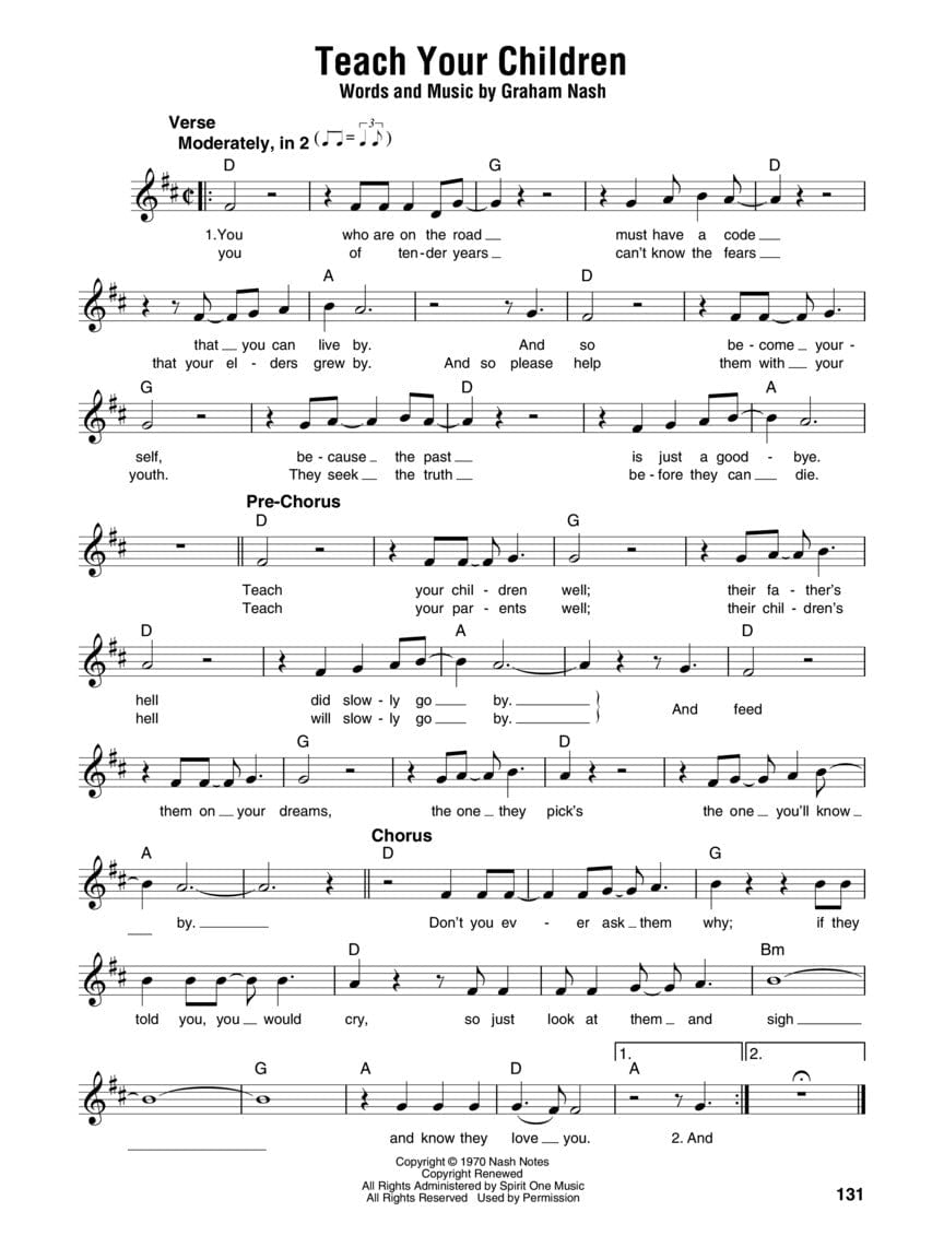 Sheet music from the Campfire Songs – Strum Together collection, featuring melody, lyrics, and chord diagrams for five instruments.