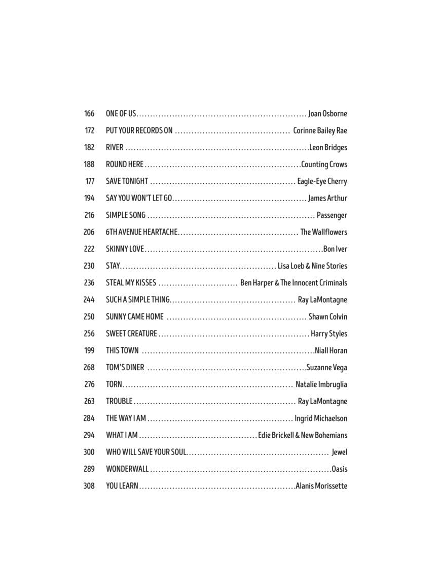 Contemporary Coffeehouse Songs - 2nd Edition 48 Favorites Softcover, showing a list of song titles on a white background.