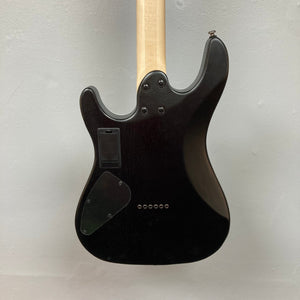 Cort KX300 EBR Etched Black Red electric guitar with a matte black ash top, wooden handle, and EMG® RetroActive Super77 humbuckers.