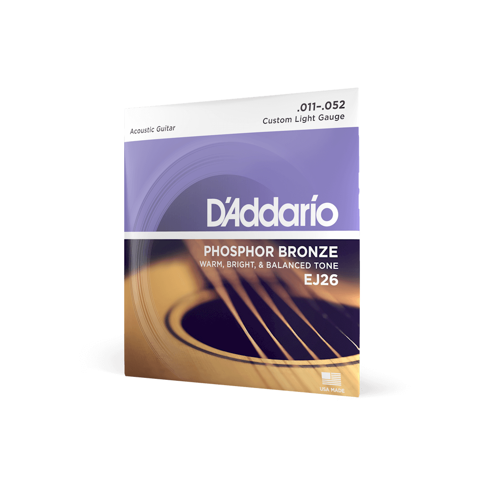 D'Addario EJ26 Phosphor Bronze Acoustic Guitar Strings - .011-.052 Custom Light