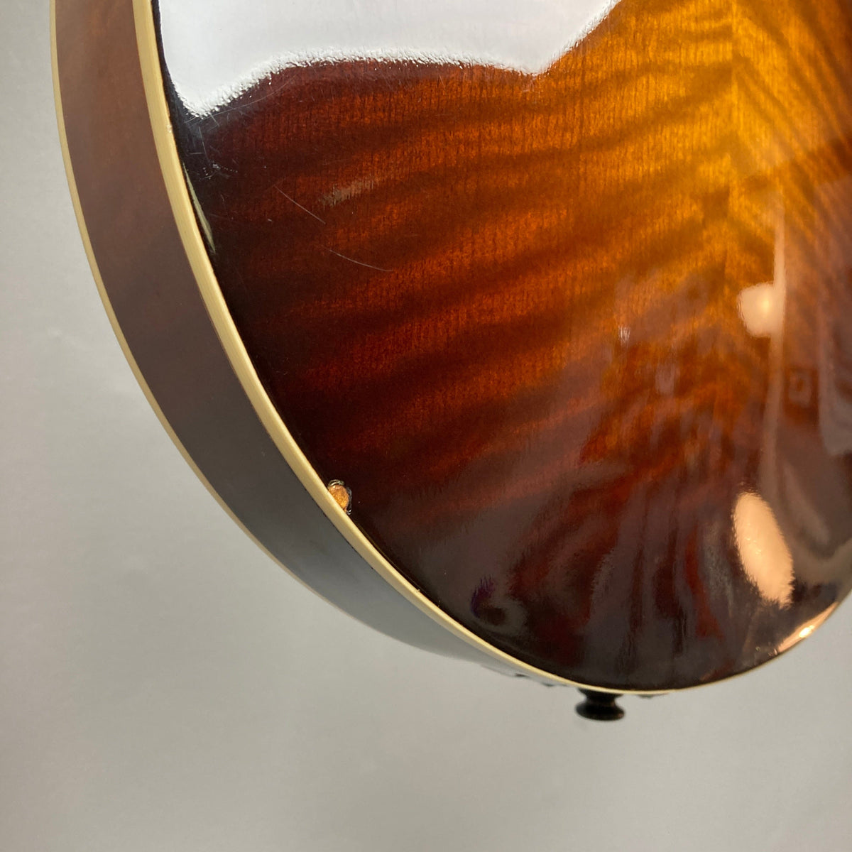 Close-up of Eastman MD604-GB A-Style Oval-Hole Mandolin, highlighting its craftsmanship. Suitable for all musicians, case included.