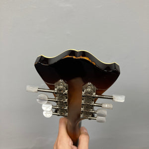 Eastman MD604-GB A-Style Oval-Hole Mandolin held in hand, highlighting its unique design, perfect for all musicians.