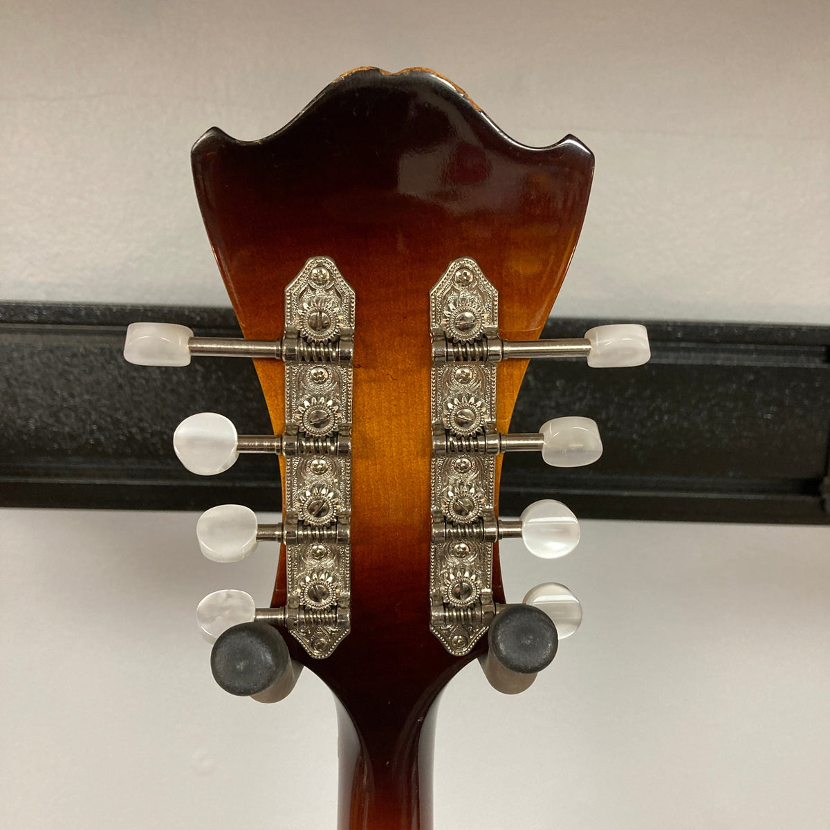 Eastman MD604-GB A-Style Oval-Hole Mandolin, back view, showcasing its craftsmanship; includes case, ideal for musicians, featured at Guitars on Main.