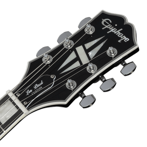 Epiphone Adam Jones Les Paul Custom guitar head and neck featuring Julie Heffernan’s “Self-Portrait as Not Dead Yet” artwork.