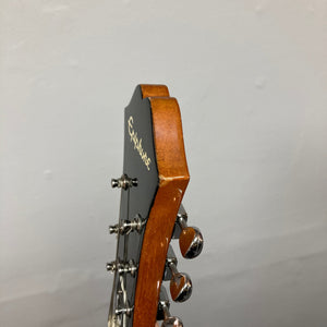 Epiphone Casino Reissue 1995 guitar neck close-up, showcasing craftsmanship and iconic design, featured at Guitars on Main.