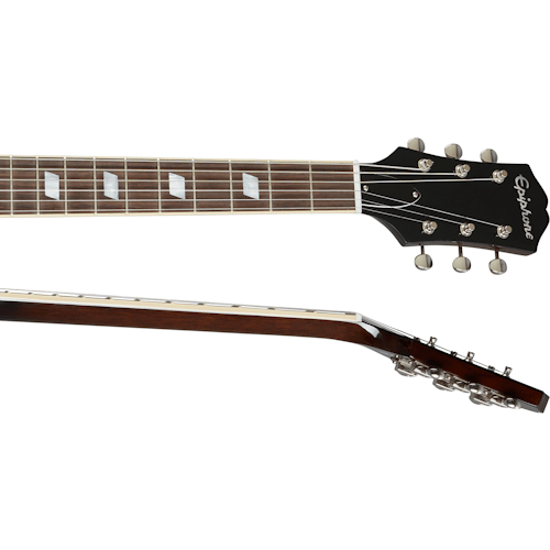 Close-up of the Epiphone Casino (USA Collection), Vintage Sunburst, highlighting its archtop design and intricate craftsmanship.