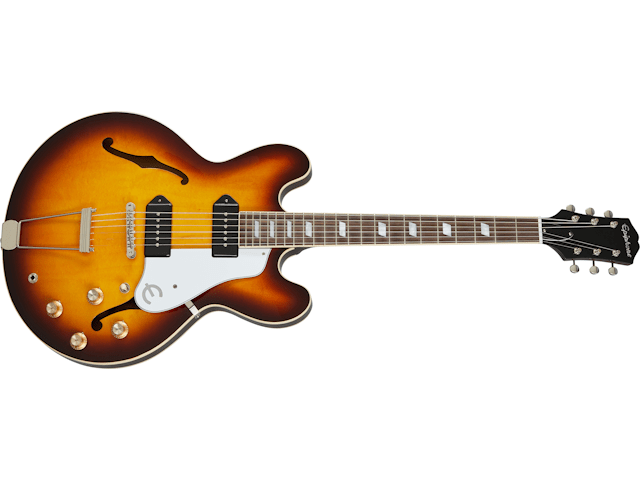 Epiphone Casino (USA Collection), Vintage Sunburst, electric guitar with classic archtop design and intricate craftsmanship.