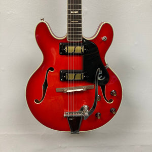 Epiphone EA-250 1972-1974 semi-hollow electric guitar with bolt-on neck and rosewood fingerboard, featuring double cutaway body with f-holes and humbucker pickups.