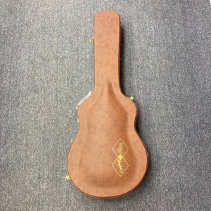 Epiphone IGC 1959 ES-355 Cherry Red Electric Guitar in a brown hardshell case on grey carpet.