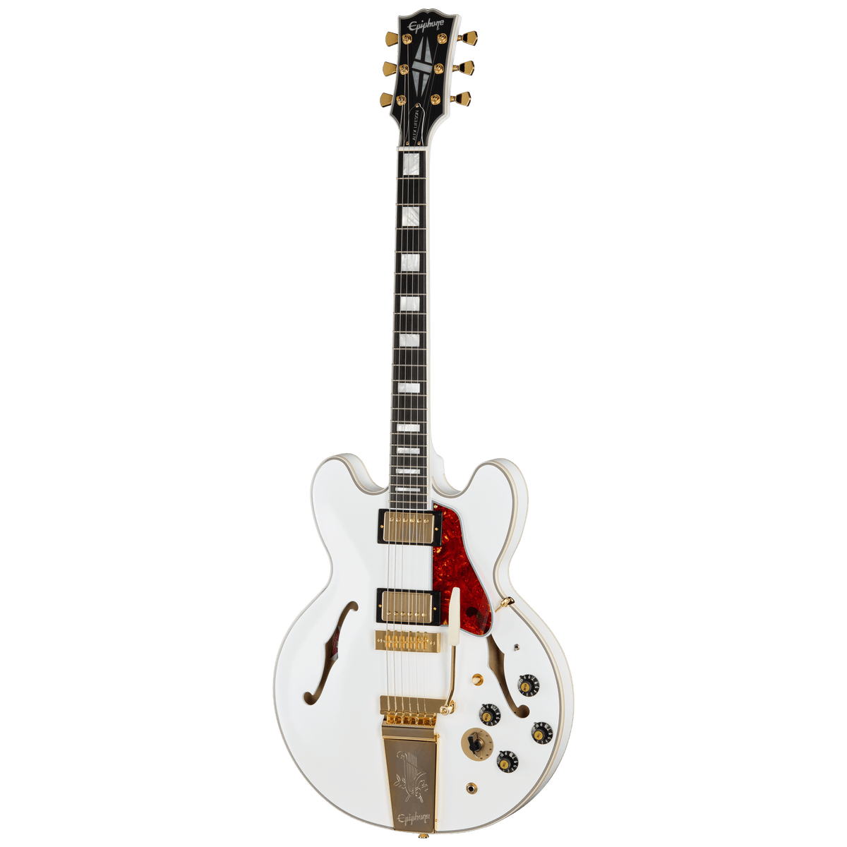 Epiphone Alex Lifeson 1976 ES-355 Reissue, Alpine White - full front view