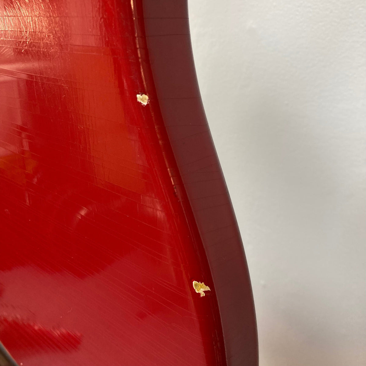 Fender Duo-Sonic II Dakota Red 1966 Vintage with visible blemishes, heavy finish checking, and a short 24 scale length.