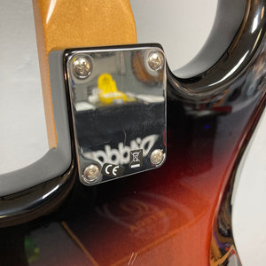 Close-up of the Fender Vintera '60s Stratocaster 3-Tone Sunburst Refurb w/Gigbag, showcasing its classic-style tremolo bridge and vintage-style pickups.