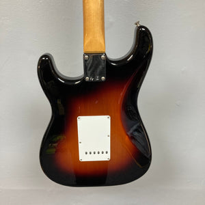 Fender Vintera '60s Stratocaster 3-Tone Sunburst Refurb w/Gigbag, close-up of neck and pickups, showcasing vintage-style tremolo bridge and Shaw-designed '60s pickups.