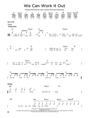 First 50 Songs You Should Play on Acoustic Guitar Softcover featuring sheet music with chords, tabs, and lyrics for popular beginner songs.