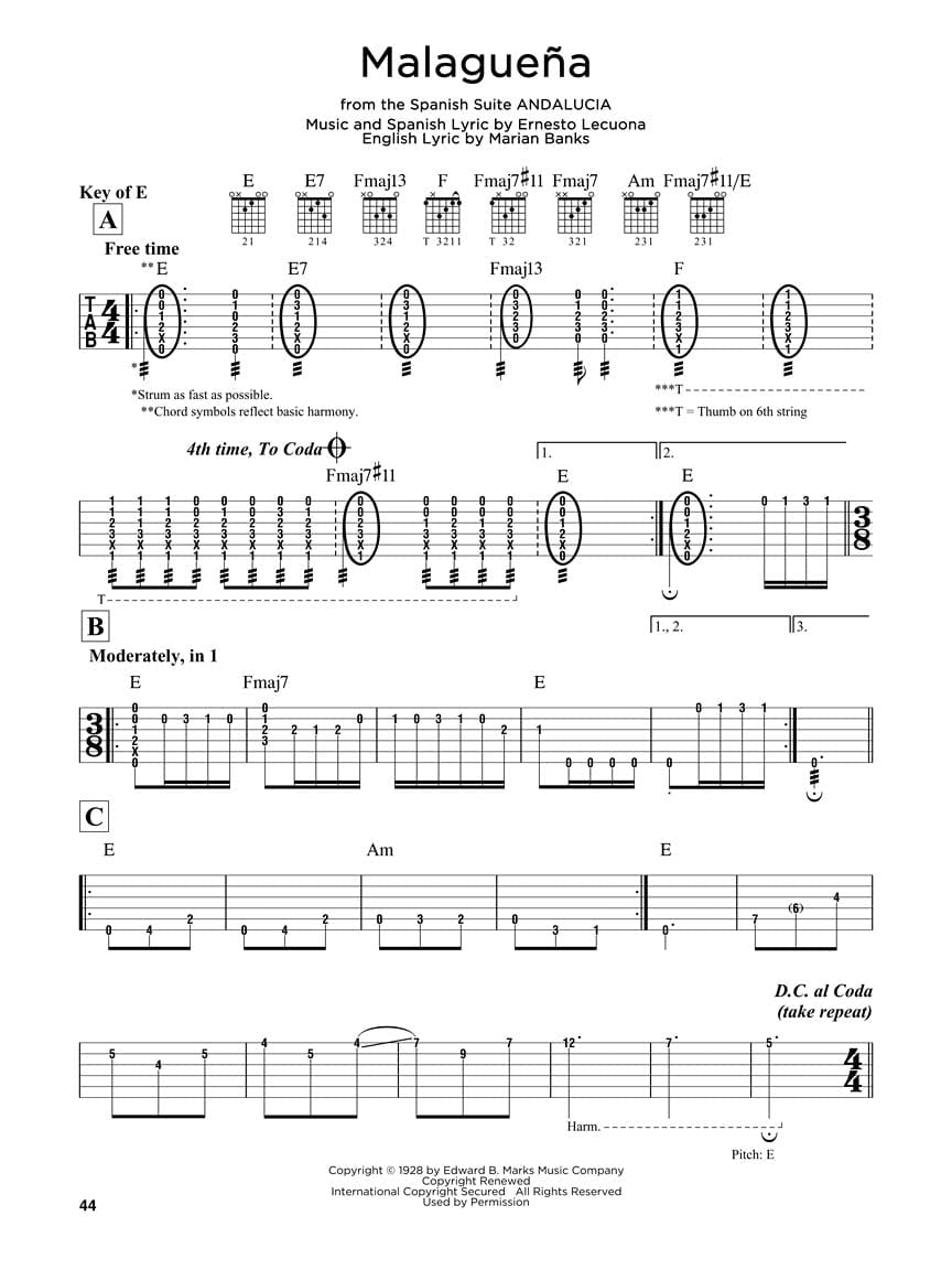 Sheet music and guitar chords from the book First 50 Songs You Should Play on Acoustic Guitar softcover.