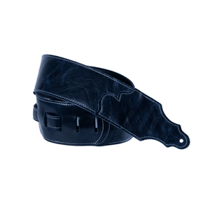 Franklin Jackson Hole Aged Leather Guitar Strap with white stitching, showcasing a slightly distressed, cherished leather look, ideal for comfortable guitar playing.