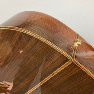 Close-up of a Giambattista G8 Natural Used classical guitar, showcasing its detailed craftsmanship and high-quality tonewoods.