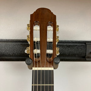 Close-up of Giambattista G8 Natural Used guitar head and neck, featuring high-quality Schaller tuners and smooth ebony fingerboard.