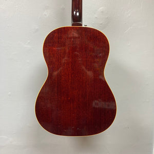 Close-up of a 1968 Gibson B25 Acoustic Guitar, showcasing vintage checking and craftsmanship from Gibson's Kalamazoo era.