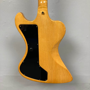 Back view of a Gibson RD Artist 1977–1982 w/Case by Guitars on Main, showing its large black plastic cover, photographed against a plain gray background.