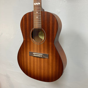 Godin Mahogany Folk Rustic Burst A/E acoustic guitar, featuring solid mahogany construction and a Fishman Presys VT pickup with accessible controls.