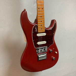 Godin Session HT MN Aztek Red electric guitar with maple fingerboard, HSS pickups, and fixed bridge for enhanced stability and tonal articulation.