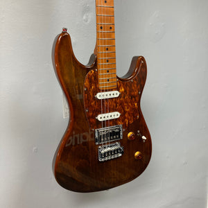 Godin Session T-Pro LTD Kanyon Burst MN electric guitar with H-S-S pickup configuration, displayed on a wall.
