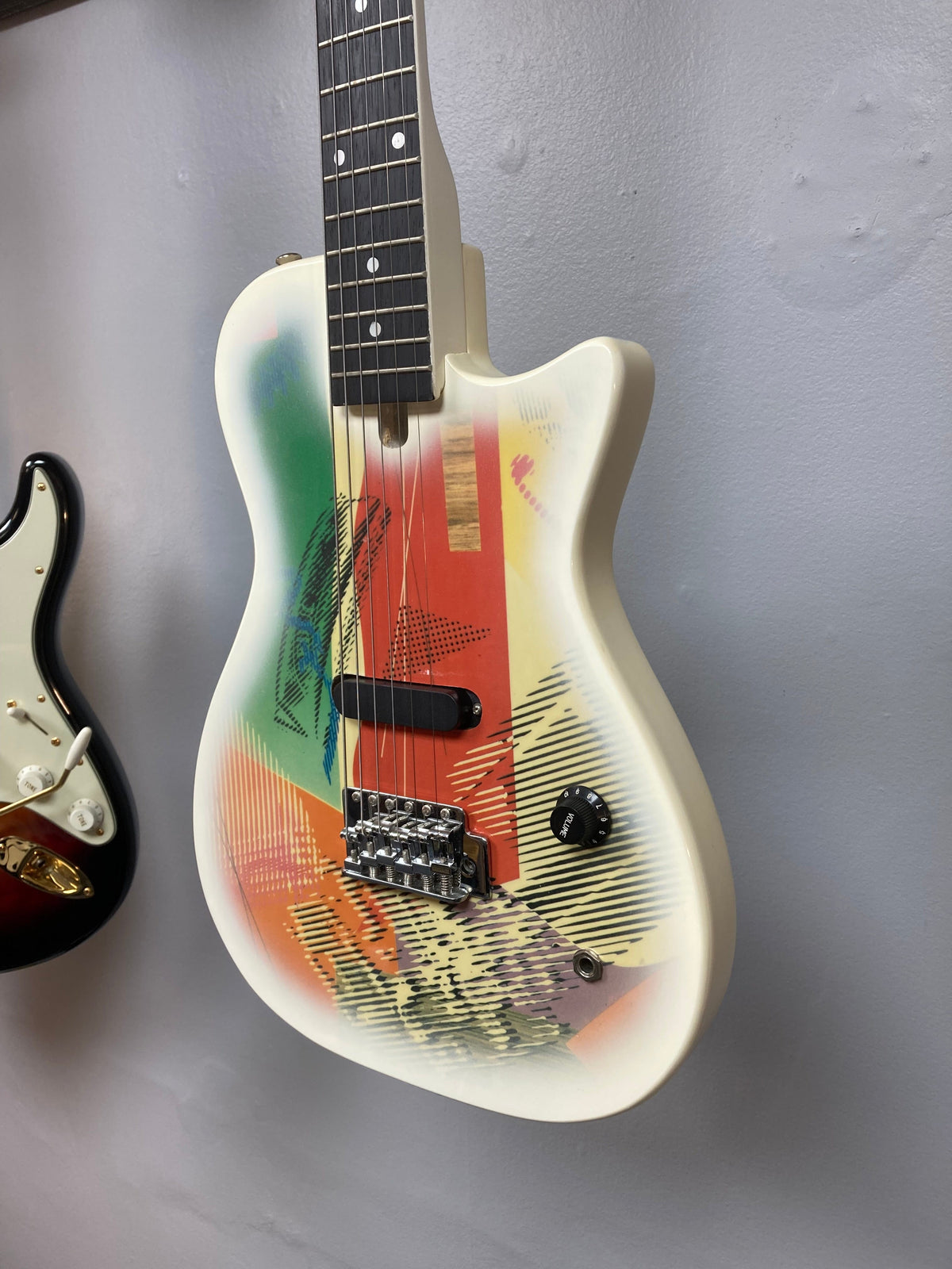 Gretsch Traveling Wilburys TW-100T Electric Guitar, lightly played, with original box, cassette tape, tremolo bar, and poster. Excellent condition, available at Guitars on Main.