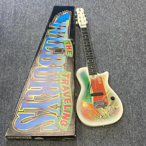 Gretsch Traveling Wilburys TW-100T Electric Guitar with original box and accessories displayed on a grey surface.