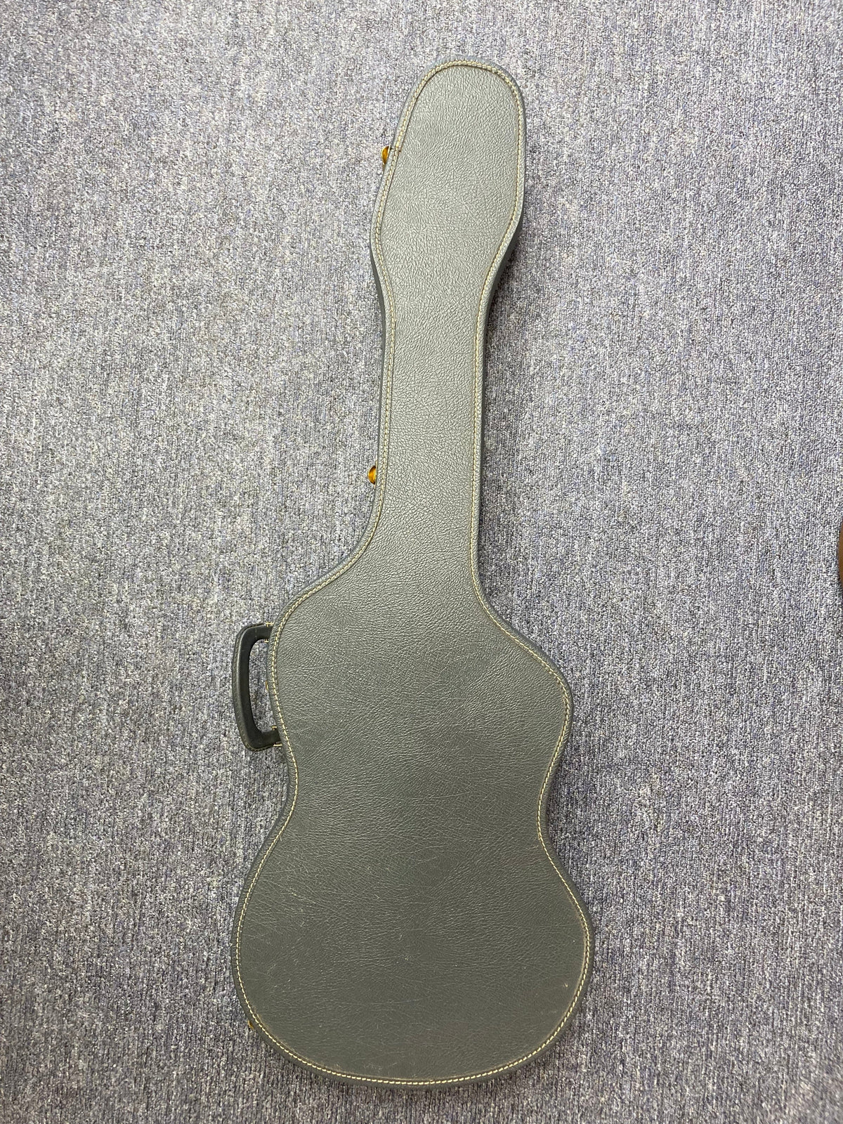 Hagstrom I Vintage Electric Guitar with Original Case on carpet, showcasing minimal wear, original flatwound strings, and Brazilian Rosewood fretboard.