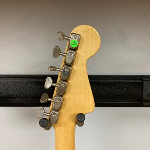 Hagstrom III Left Hand 1960s Sunburst Electric Guitar, close-up of neck with metal tuning pegs, highlighting vintage design and quality craftsmanship.