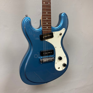 Harley Benton MR-Classic Vintage Series Metallic Blue Gloss Electric Guitar, showcasing high-output pickups and ergonomic design for superior playability and sound quality.