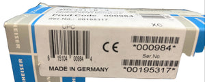 A Sennheiser MD 421-II Dynamic Studio Microphone (Preowned) box displays barcodes, product and serial numbers, "MADE IN GERMANY," and certification symbols for this iconic Sennheiser dynamic cardioid mic.