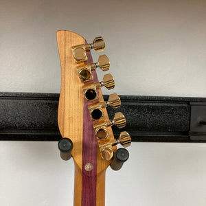 Jamstik Deluxe MIDI Red Black Guitar w/Case featuring 24 frets, gold knobs, and full MIDI capabilities, perfect for music producers and guitar enthusiasts.