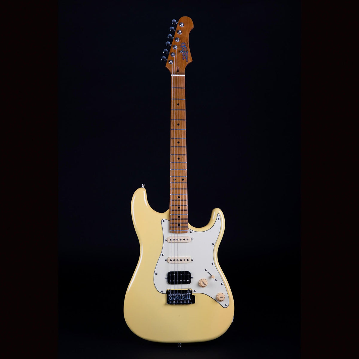 Jet JS-400 electric guitar showcasing its versatile features, including a Canadian roasted maple neck and HSS pickup configuration, perfect for diverse playing styles.