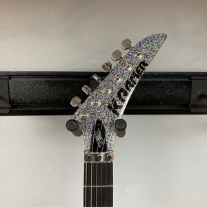 Kramer Lzzy Hale Voyager guitar neck with black text, sleek design, and precise craftsmanship.