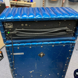 Kustom K200-B2 Blue Head and Cabinet Amp with wires, featuring vintage-inspired design and powerful solid-state performance.