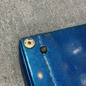 Kustom K250 Amp Head with blue sparkle tuck and roll design, featuring a white screw, known for its vintage style and solid performance.