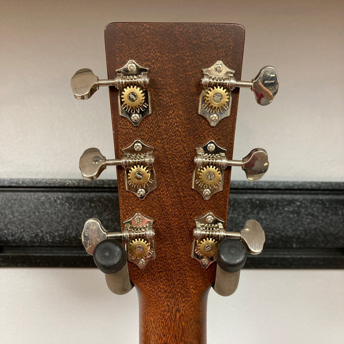 Martin D-15M guitar close-up showing solid mahogany construction and detailed craftsmanship.