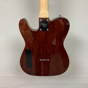 Michael Kelly 58 Tele Thinline Flame Maple Prototype Demo guitar with humbucker pickups and a spalted maple top.
