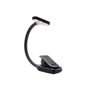 Mighty Bright NuFlex LED Clip-On Music Stand Light with adjustable brightness and 16-hour battery life, designed for easy attachment to music stands.