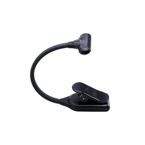 Mighty Bright NuFlex LED Clip-On Music Stand Light, ideal for musicians, featuring adjustable brightness and a 16-hour battery life, shown in close-up.