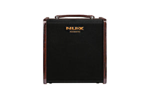 NUX AC-80 Stageman II Acoustic Combo Amp, rechargeable, dual channels, optimized for acoustic guitar and microphone, with flexible outputs and DSP technology for rich sound.